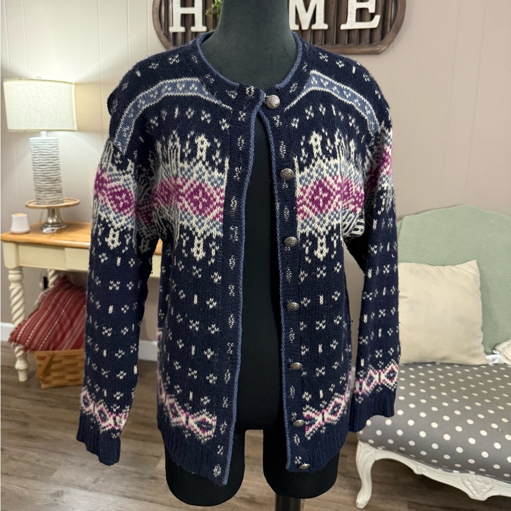 VTG L.L. Bean • Wool Fair Isle Nordic Cardigan Sweater